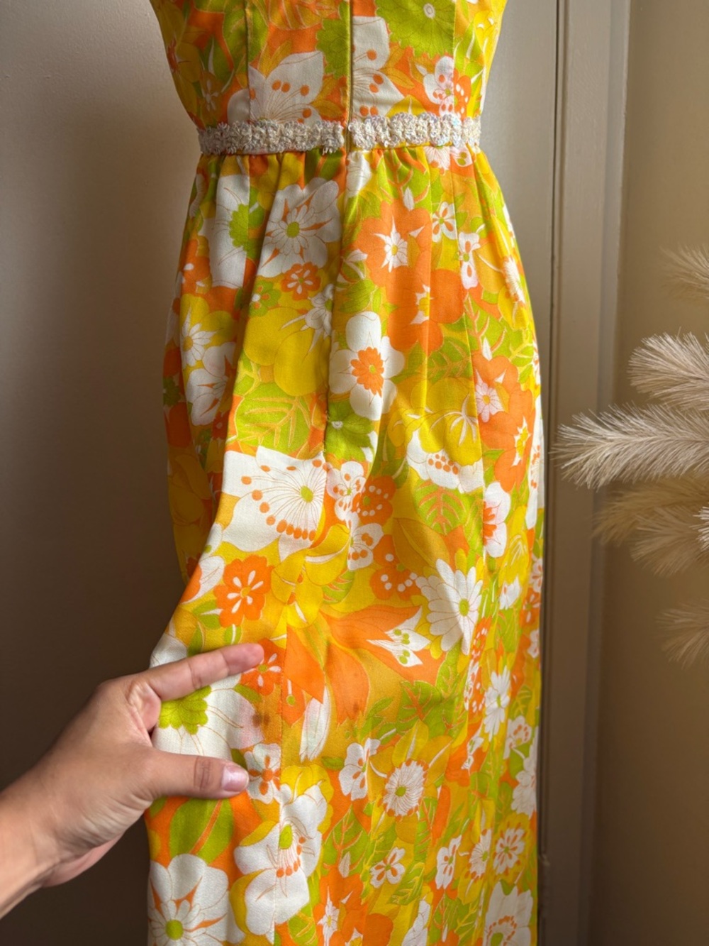 vintage 60s 70s floral sleeveless maxi dress - Picture 8 of 8